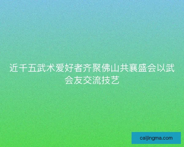 近千五武术爱好者齐聚佛山共襄盛会以武会友交流技艺